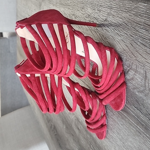 Christian Louboutin Mariniere Red Suede Gladiator Sandals Caged Strappy Heels - Picture 14 of 14